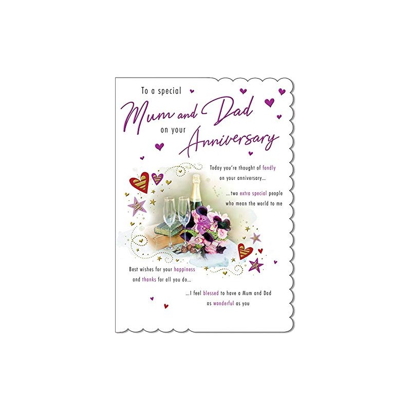Traditional Annivesary Card Mum & Dad - 9 x 6