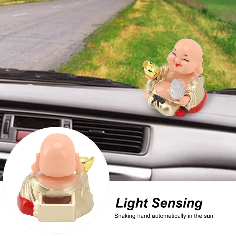 Topyond Solar-Powered Laughing Buddha Ornament - Automatic Nodding and Smiling
