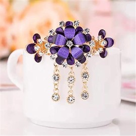 Butterfly Tassel Hair Clip - Crystal Rhinestone Butterfly Tassel Hair Clip, Butterfly and Flower Hair Pins, Vintage Barrette Hair Clips for Women
