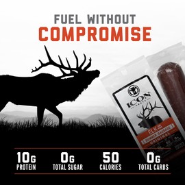 ICON Meats Summer Sausage - Elk and Pork Original Flavor - 4 Pack of Individually Wrapped Meat Sausages, USDA Approved, All Natural, Diet Friendly, High Protein, Low Calorie
