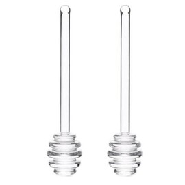 2Pcs Transparent 6" Glass Honey Dipper Sticks Stirring Sticks Server Honey Spoon Dipper Stirrer Honey Wand for Honey Pot Jar Containers Honey Dispense Drizzle, Home and Kitchen