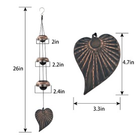 Three Cooper Leaf Temple Wind Chime,Wind Chimes with 3 Bells, Feng Shui Wind Chimes for Home Yard Outdoor Decoration, A Great Memorial Wind Chime for Someone Who Loves Peace