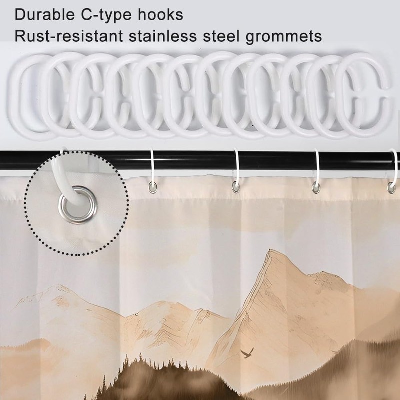 Ruelvth Stall Shower Curtain, Small Mountain and Forest RV Shower
