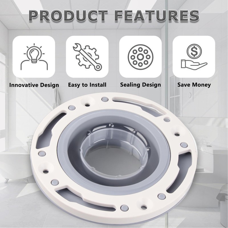 Toilet Flange Silicone and ABS Gray Universal Toilet Flange Replacement