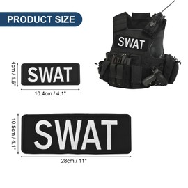 QUARKZMAN Pack of 2 SWAT Patch with Velcro Fastening, SWAT Embroidery Patches, Fabric SWAT Patch for Vest, Jacket, Clothing, Backpacks, Hats, Black (1 Piece Small and 1 Piece Large)