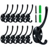 Gallipower 12 Pack Black Coat Hanger Hooks Wall Mounted,Dual Prong