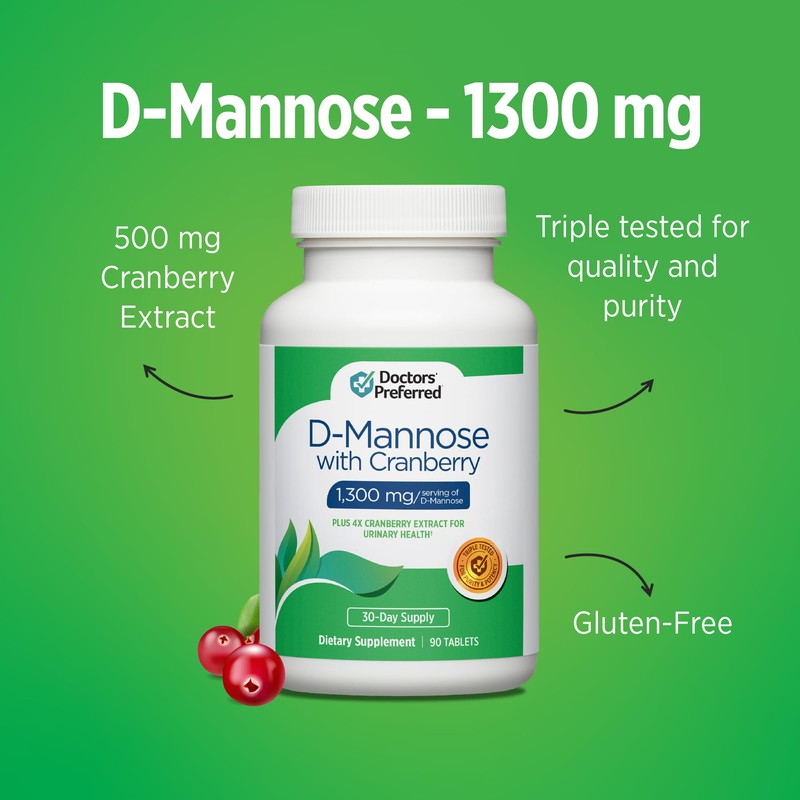 DOCTORS' PREFERRED D-Mannose 1300 MG with Cranberry 500 MG Supplement