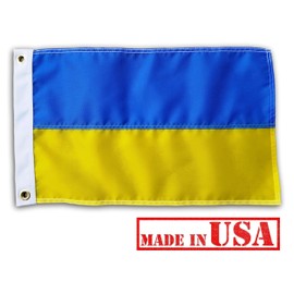 US Flag Factory - 12x18 Inch Ukraine Flag (Sewn Stripes) Outdoor SolarMax Nylon (No Seal) - Premium Quality - 100% Made in America (Grommets)