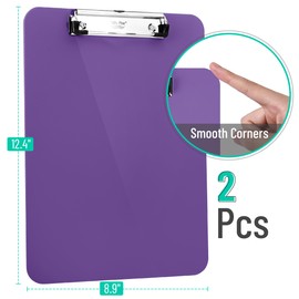 Mr. Pen- Plastic Clipboard, 12.5” x 9”, 2 Pack, Purple, Clipboards for Kids & Adults, Clipboards Plastic, Clip Board, Teacher Clipboard, Kids Clipboard, Cute Clipboard, Plastic Clipboards