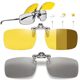 VIDSTW Pack of 2 Sunglasses Clip for Glasses Sunglasses Attachment for Glasses Sunglasses Clip Sunglasses Attachment for Glasses Wearers Clip on Sunglasses for Men and Women (2 Colours), Grey, Yellow