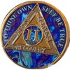 2 Year AA Medallion Sapphire Blue Swirl Tri-Plate Sobriety Chip
