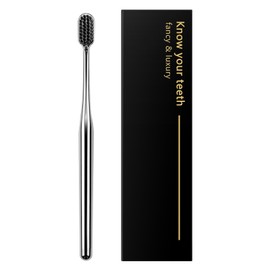 Z-VAPRESS Luxury Silver Manual Toothbrush Soft Bristles Better Gift Elegant Electroplated Design Perfect for Home, Hospitality or Travel Toothbrushes for Sensitive Teeth …