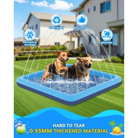67" Splash Pad for Dogs and Kids, Non-Slip Square Splash Sprinkler Pad, Summer Outdoor Play Water Toys