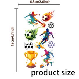 WEZCHUGHAOL 10 Sheets Soccer Sport Temporary Tattoos for - Football Themed Party Supplies, Birthday Carnival Christmas Decoration Favors, Cute Cartoon Stickers as Class Prizes Home Activity Rewards (football)