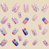 24Pcs 4th of July Square Press on Nails Medium Long