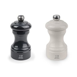 Peugeot Bistro Pepper and Salt Mill Set, 4in - Essential Kitchen Tools with Adjustable Grinding Precision, Beechwood Mills - Enhance Flavors in Everyday Cooking (Slate/Ivory)
