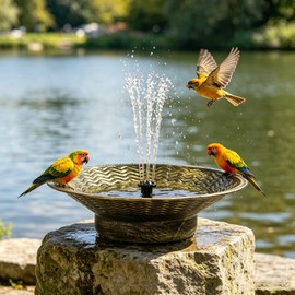 Bird Bath for Outside, Solar Powered Bird Bath Bowl Fountain