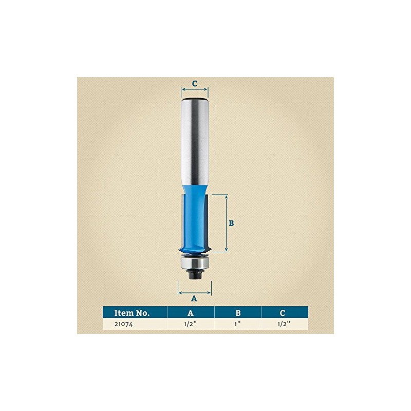 Rockler Flush Trim V-Groove Router Bit - 1/2" Dia x