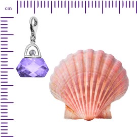 Quiges 925 Silver Charm Pendant Round Crystals with Lobster Clasp for Bracelets, Glass, Cubic Zirconia