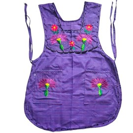 Traditional Mexican Apron for Women with Pockets and Beautiful Flower Embroidery - Mandiles para Mujer Mexicanos Mandil escapulario mandil Artesanal cobbler apron smocks (Purple-B, One Size)
