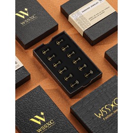 Wssxc 6 Pairs Stud Earrings Hypoallergenic Cubic Zirconia 316L Earrings Stainless Steel CZ Earrings Set 3-8mm (Gold)