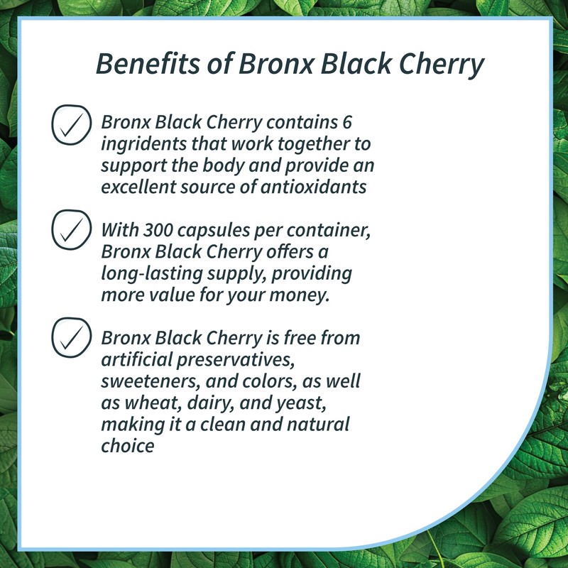 BRONX Black Cherry Extract 300 Capsules | Gout Supplement |