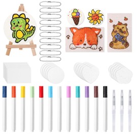 Magic Foam Texture Painting Kit, Versatile 3D Magic Puffy Paint Kit with 12 Colors Markers, 3 Water Pens, 10 Bead Chains, 1 Mini Easel, 20 Foam Texture Papers, for DIY Arts & Crafts