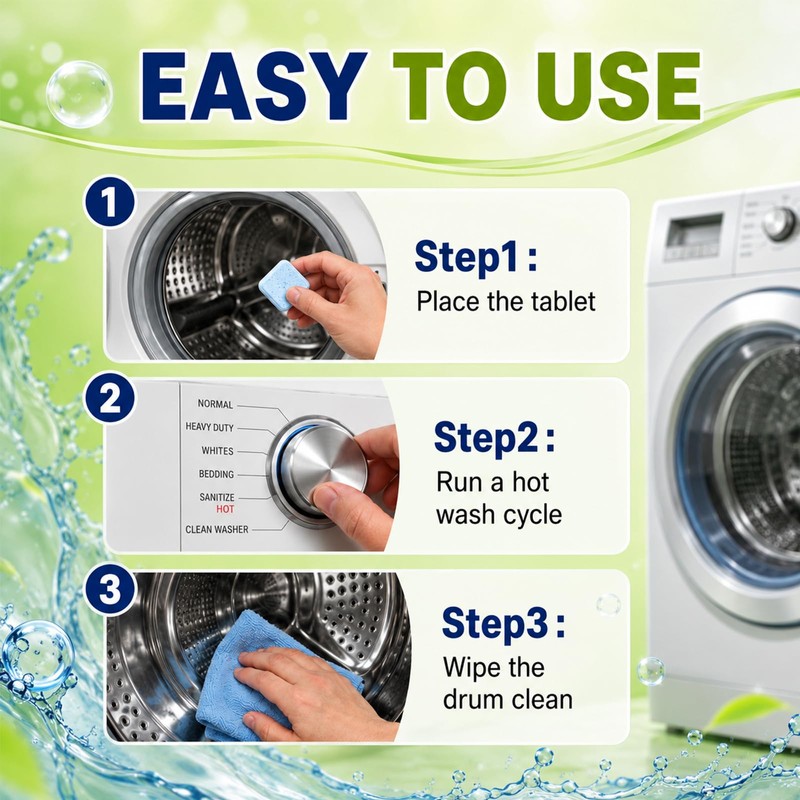 24PCS Washing Machine Cleaning Tablets, Deep Cleaning Washer Cleaner, Fragrance-Free