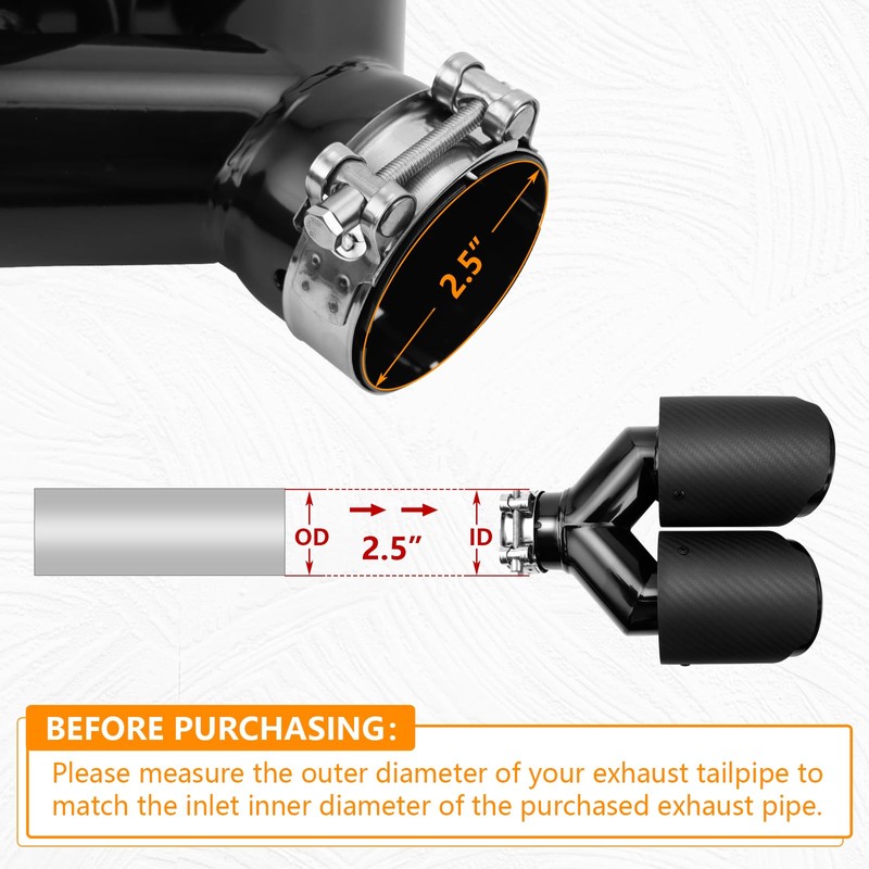 LCGP 2 Pack Carbon Fiber Exhaust Tip 2.5" Inlet to