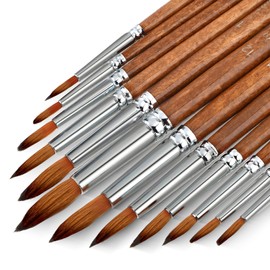 Piriuuo 12 Piece Watercolour Brush Set, Paint Set, Acrylic Watercolour Model Making, Nylon Brush, Round Tip Brush Set, Watercolour Brush Set, Acrylic Paints, Paint Brush for Artists, Adults and