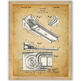Skee Ball Patent Print - Classic Game Board Poster, Great Game Room Decor, Arcade and Carnival Art Poster, Retro Vintage Gaming Gifts, 11x14 Framed Patent Print Poster