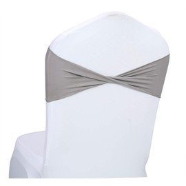 mds Pack of 150 Spandex Chair Sashes Bow sash Elastic Chair Bands Ties Without Buckle for Wedding and Events Decoration Spandex Slider Sashes Bow - Silver Gray