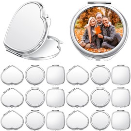 Jetec 18 Pcs Sublimation Blanks Small Compact Mirror Bulk Folding Pocket Makeup Mirror Double Sided Handheld Compact Mirror with Magnification for Purse Women Gift Travel