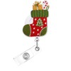 Christmas Badge Reel,Stocking Felt Embroidered Badge for ID Card Badge,Cane