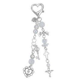 cioatu Cute Keychain Aesthetic Y2K Keychain Accessories Cute Heart Butterfly Strawberry Bear Key Chain for Keys Bags Women Gifts (1PCS Keys Heart)