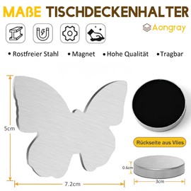 Aongray Set of 8 Tablecloth Weights Stainless Steel Magnetic Butterfly Tablecloth Clips 53 g Extra Heavy for Curtain Outdoor