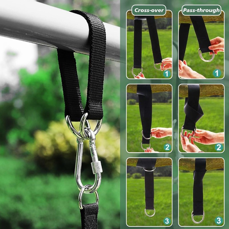 2PCS Tree Swing Straps with 2 PCS Heavy Duty Safety