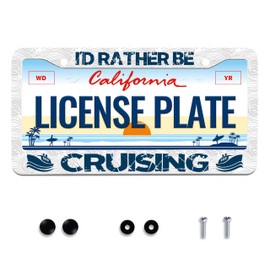 I'd Rather Be Cruising License Plate Frame Funny Stainless Steel License Plate Frames for Car Decorative Parts Rustproof for Standard Us Canada License Plate Holder Unisex 12x6 Inch