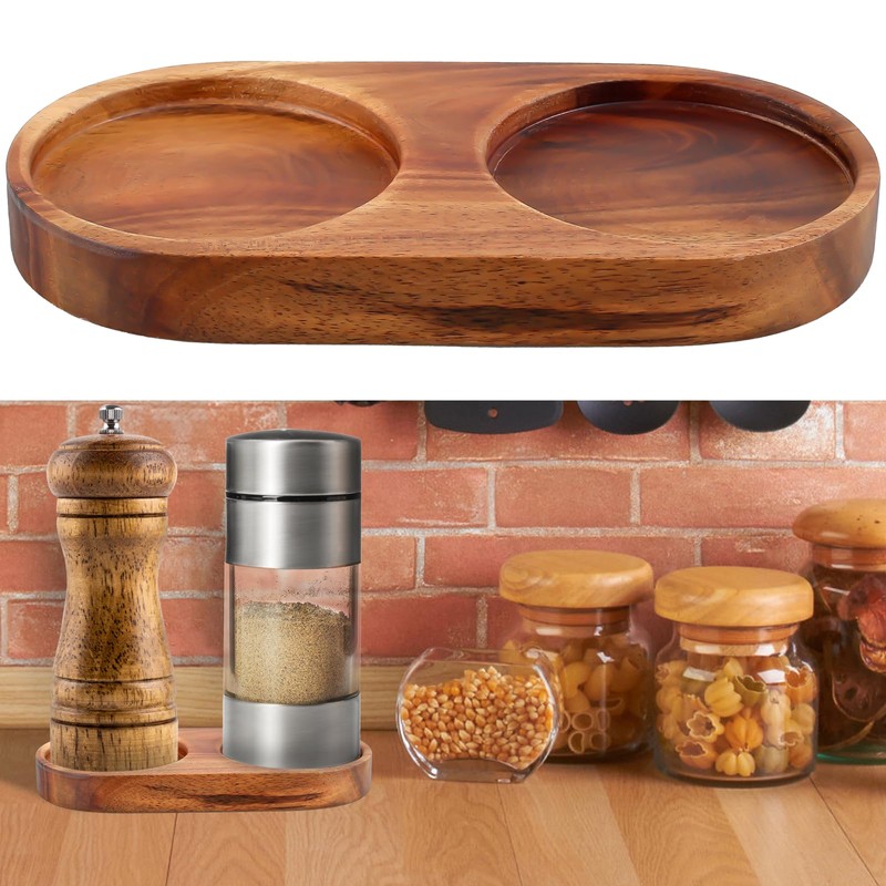 Salt and Pepper Mill Tray Wood Pepper and Salt Mill