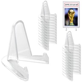 LRANFOW Thickened Version 24 Packs Card Stands Sports Card Holder, Card Display Stand for Display Graded Card Challenge Medals Casino Chips, 2.3 Inch Tall, Clear