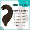 SURNEL Clip in Hair Extensions Human Hair Color 2 Darkest