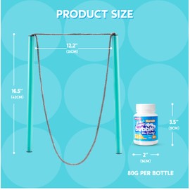 SYNCFUN Giant Bubble Wand Kit (3-Piece Set) with Concentrate Solution-Up to 3.5 Gallons, Big Bubble Wand Set with Mix Powder, Outdoor Toy for Kids, Boys, Girl, Party, Summer