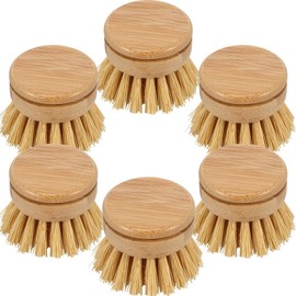 Lyaciomn 6Pcs Bamboo Dish Brush Head Natural Washing Brush Head Eco-Friendly Washing Up Brush Replacement