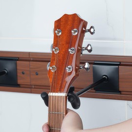 nalu Guitar Wall Mount Hanger - 5 Guitar Capacity, 270° Rotatable, Heavy Duty Aluminum with Rubber Pads, Space-Saving Multi-Instrument Display (Wood-Grained)