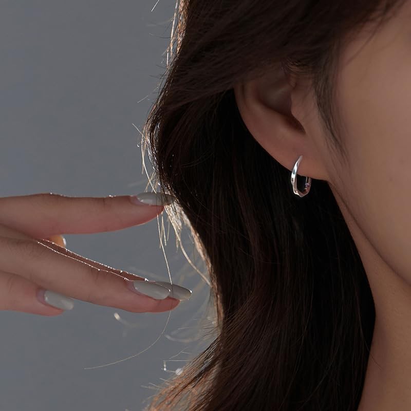925 Sterling Silver Hoop Earrings 18K White Gold Plated