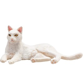 MOJO Cat Lying White Pet Farm Animal Model Toy Figure