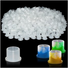 Yuronam 300PCS Medium Tatoo Ink Caps with Base Plastic Pigment Cups for Tatoo Ink Tatoo Accessory Tatoo Supplies (300 pcs with Base)