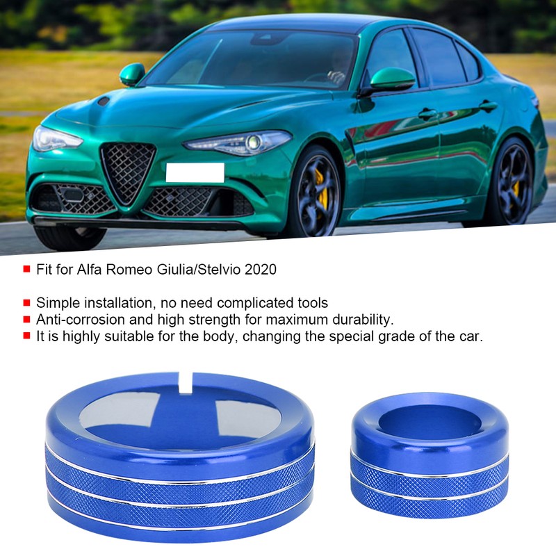 2Pcs Aluminum Alloy Multimedia Control Center Knob Ring Trim Fit
