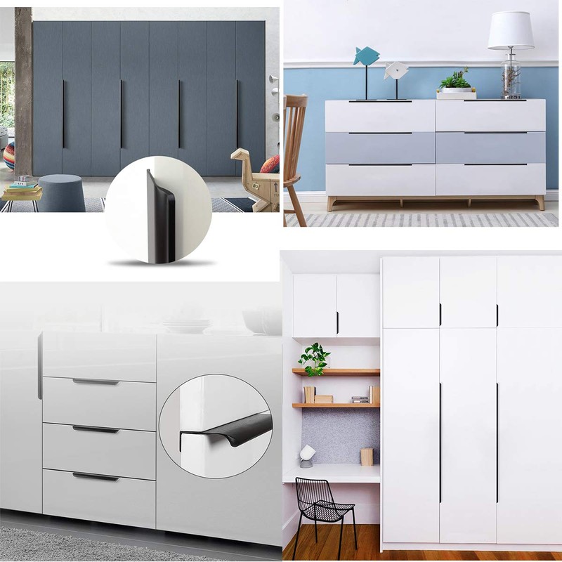 goldenwarm Door Finger Pull Black Hidden Drawer Handle for Kitchen