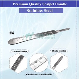 100 Pcs Box Surgical Sterile Blades #24 Made of High Carbon Steel With Stainless Steel Scalpel Handle Knife #4 Graduated Use for Biology Lab Anatomy, Cutting, Med Student, Sculpting, Repairing